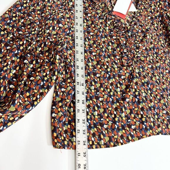 Q2 Shirt Womens Small Blouse Long Sleeve Edna Top NEW Multicolor Ruffle - Picture 5 of 12